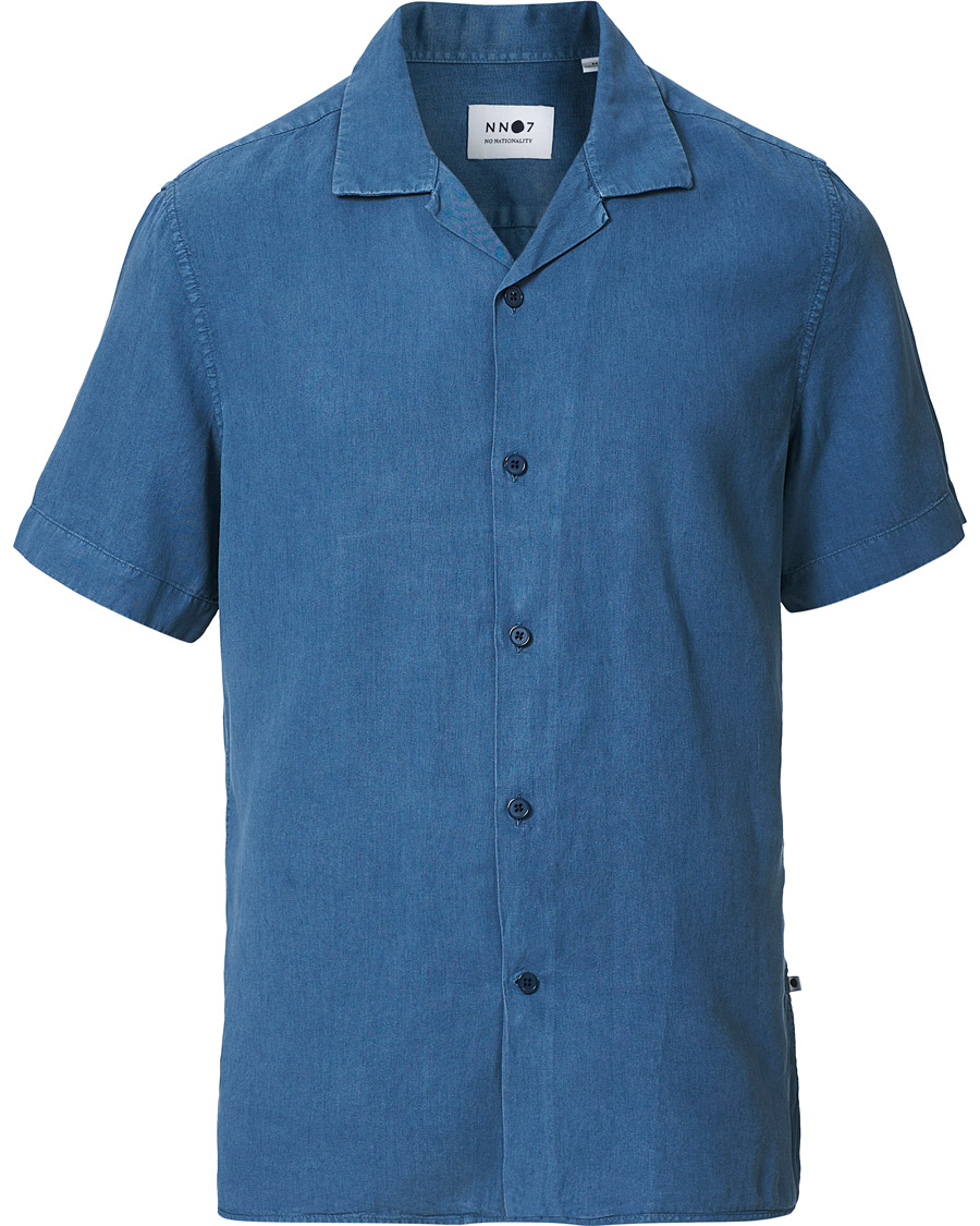 Herr | Skjortor | NN07 | Miyagi Resort Collar Short Sleeve Shirt Washed Blue