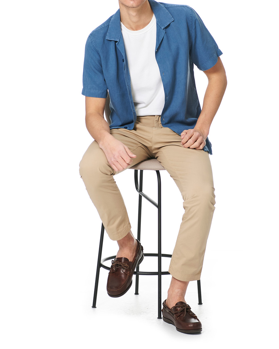 Herr | Skjortor | NN07 | Miyagi Resort Collar Short Sleeve Shirt Washed Blue
