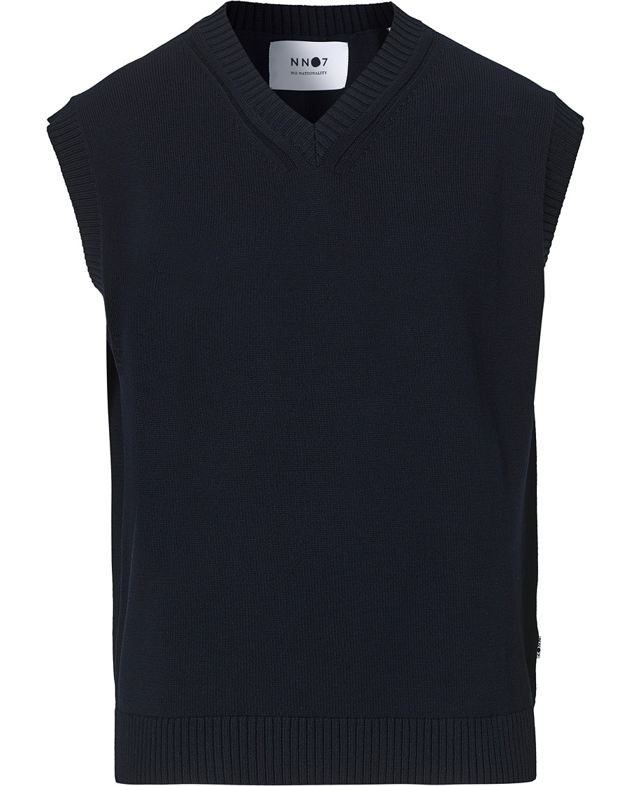 Herr | Tröjor | NN07 | Cotton Knitted V-Neck Vest Navy