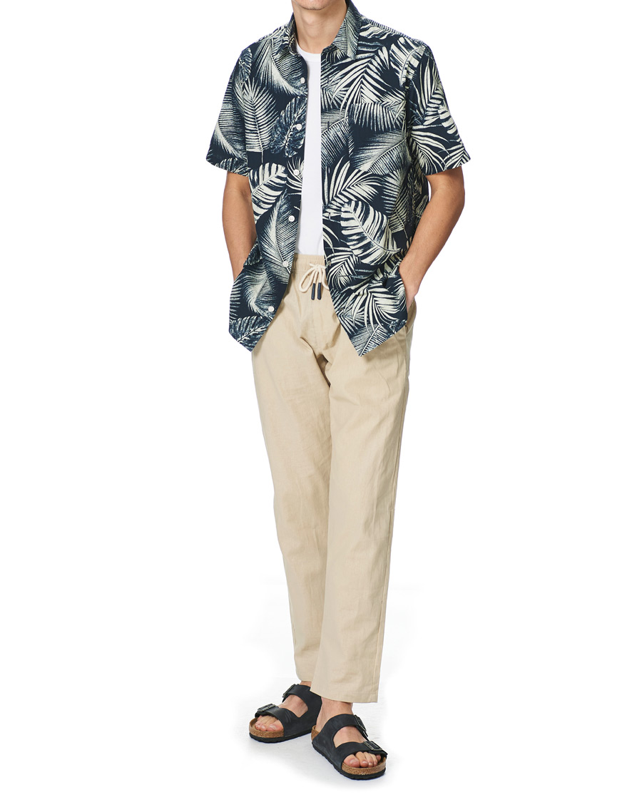 Herr | Skjortor | NN07 | Errico Printed Short Sleeve Shirt Blue