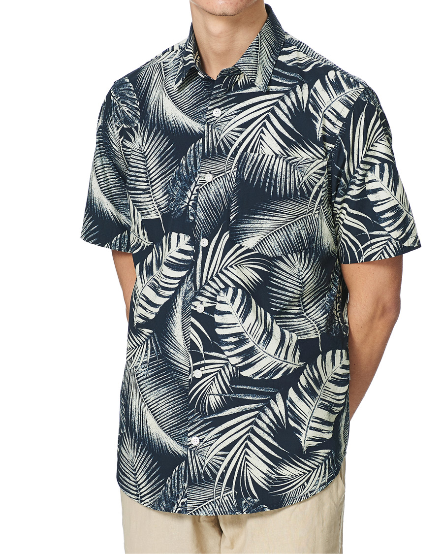 Herr | Skjortor | NN07 | Errico Printed Short Sleeve Shirt Blue