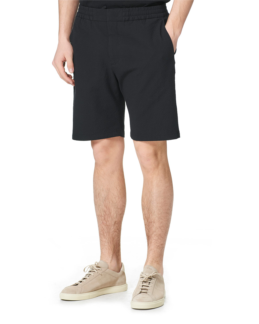 Herr | Shorts | NN07 | Foss Seersucker Drawstring Shorts Black