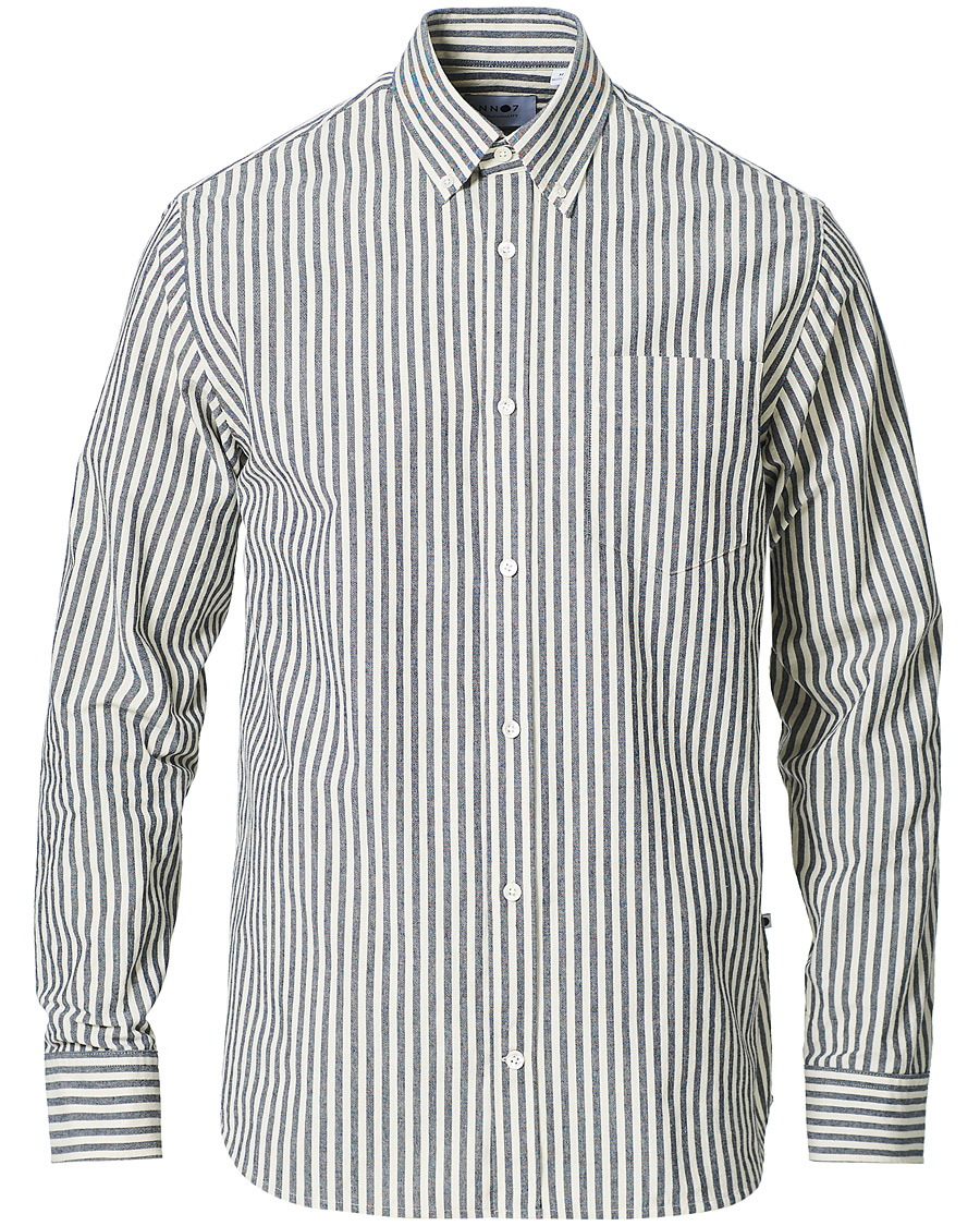 Herr | Skjortor | NN07 | Levon Button Down Seersucker Shirt Blue/White