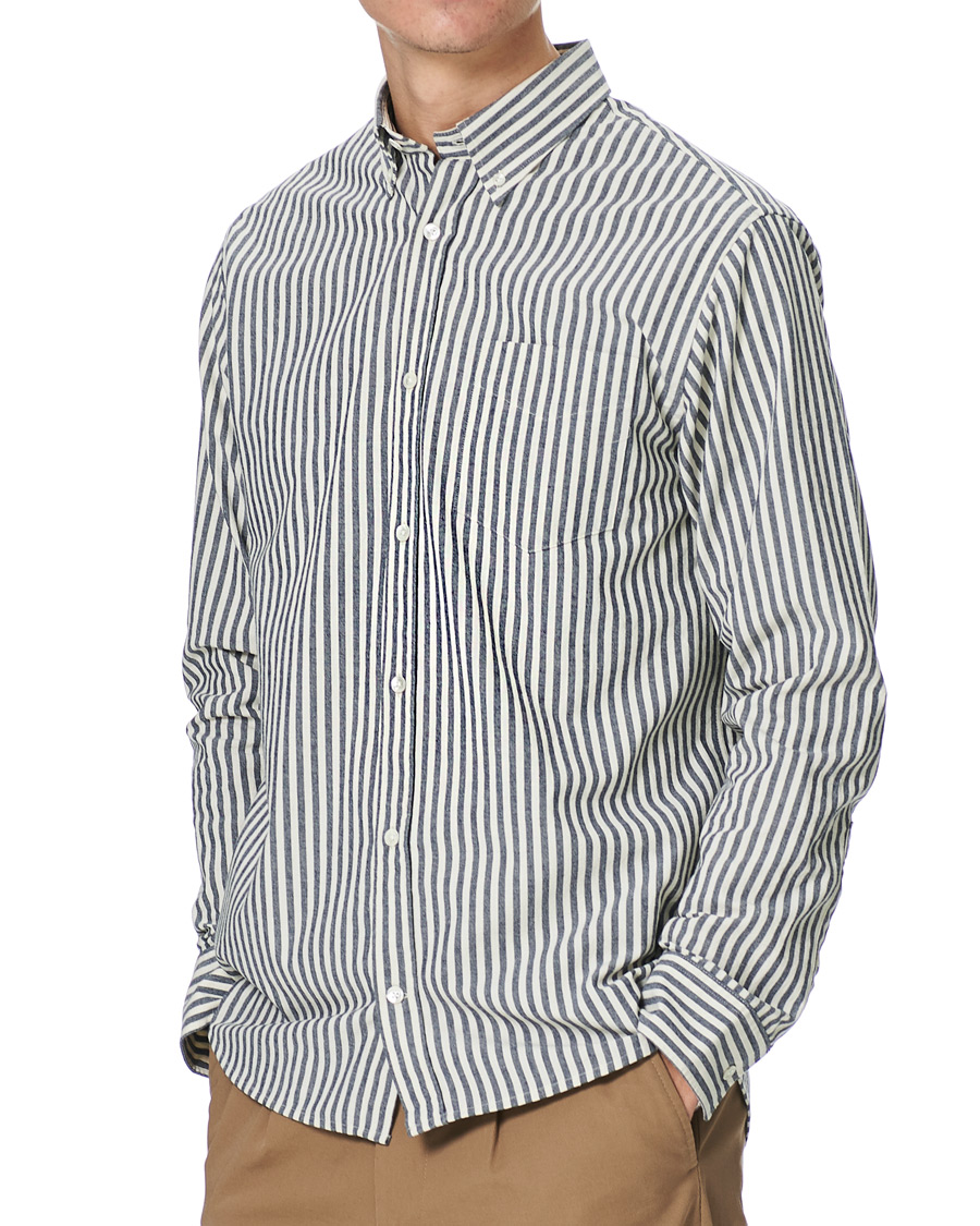 Herr | Skjortor | NN07 | Levon Button Down Seersucker Shirt Blue/White