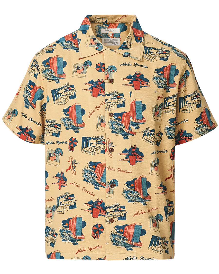 Herr | Skjortor | Nudie Jeans | Aron Printed Short Sleeve Shirt Faded Sun