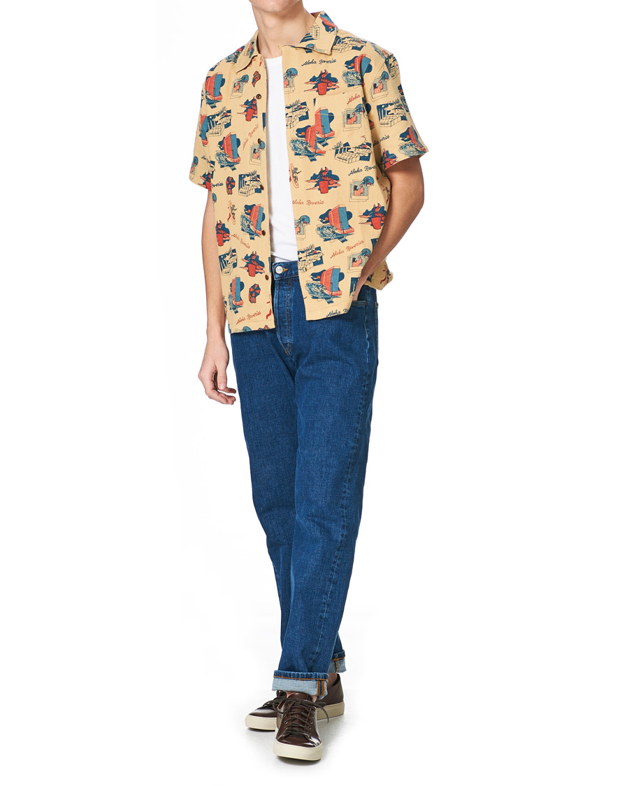 Herr | Skjortor | Nudie Jeans | Aron Printed Short Sleeve Shirt Faded Sun