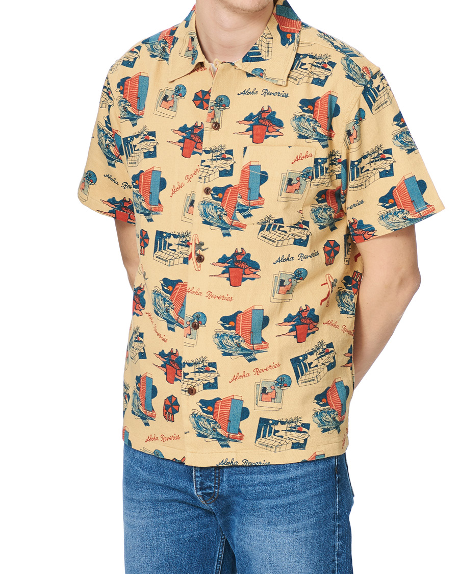 Herr | Skjortor | Nudie Jeans | Aron Printed Short Sleeve Shirt Faded Sun