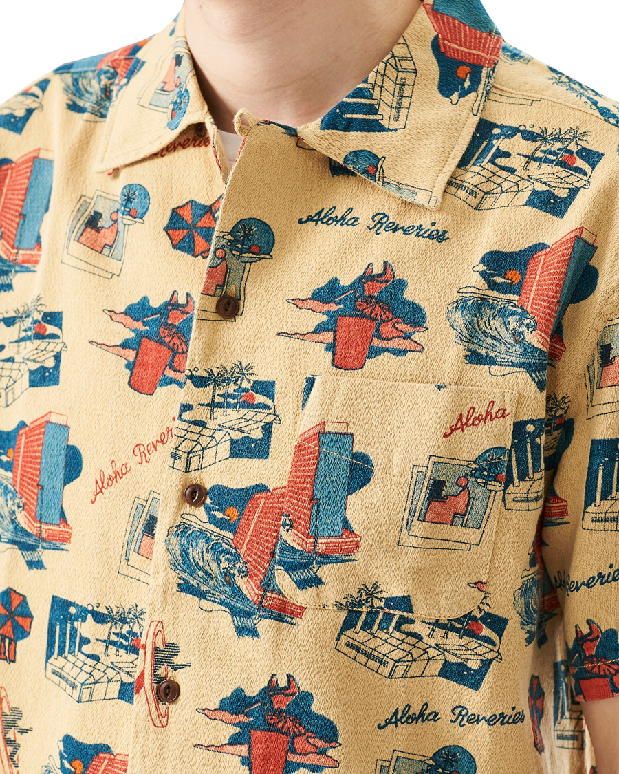 Herr | Skjortor | Nudie Jeans | Aron Printed Short Sleeve Shirt Faded Sun
