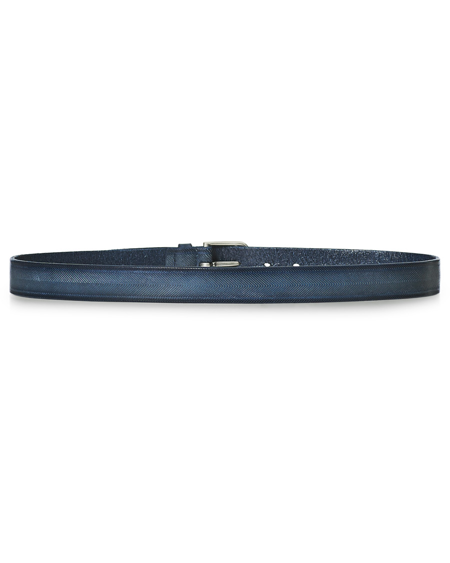 Herr | Orciani Herringbone Leather Belt 3,5 cm Denim Blue | Orciani | Herringbone Leather Belt 3,5 cm Denim Blue