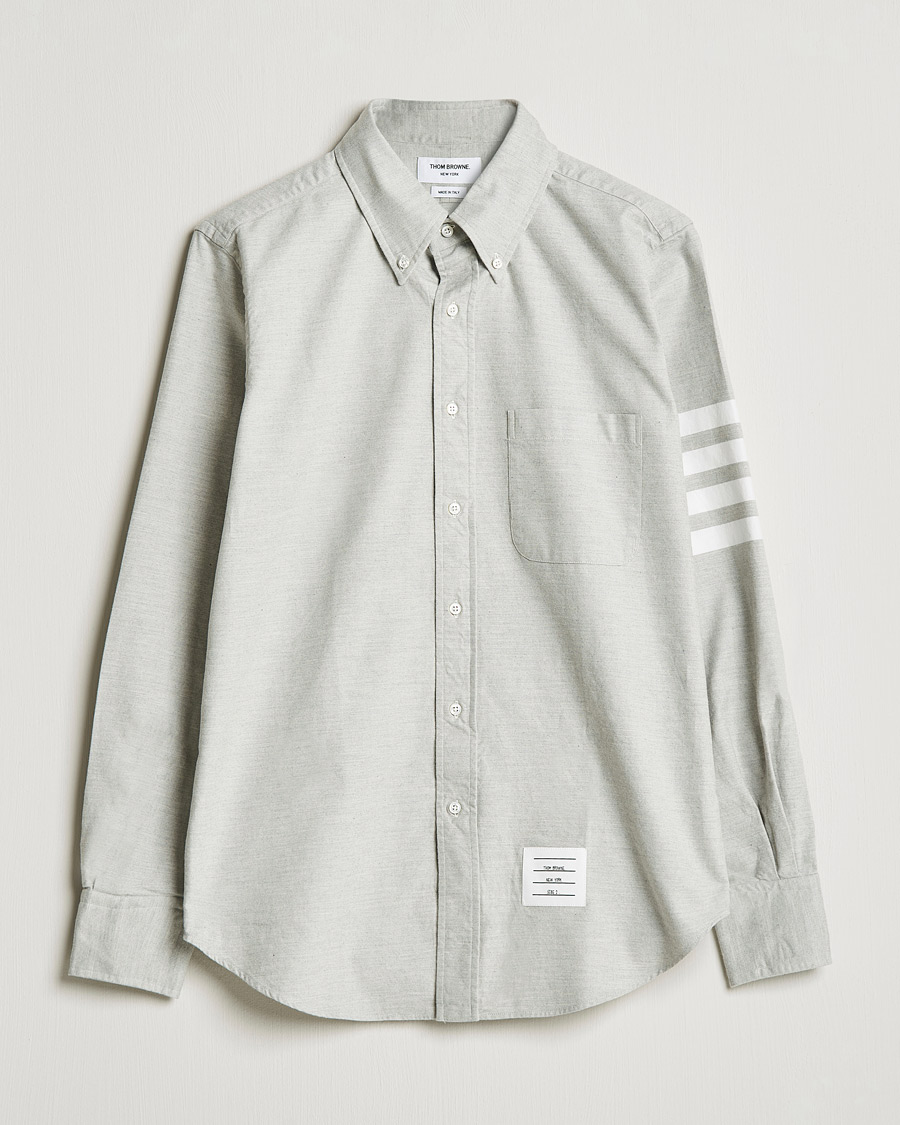 Herr | Skjortor | Thom Browne | 4 Bar Flannel Shirt Light Grey