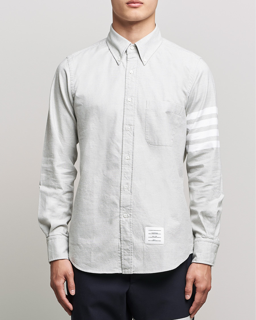 Herr | Skjortor | Thom Browne | 4 Bar Flannel Shirt Light Grey