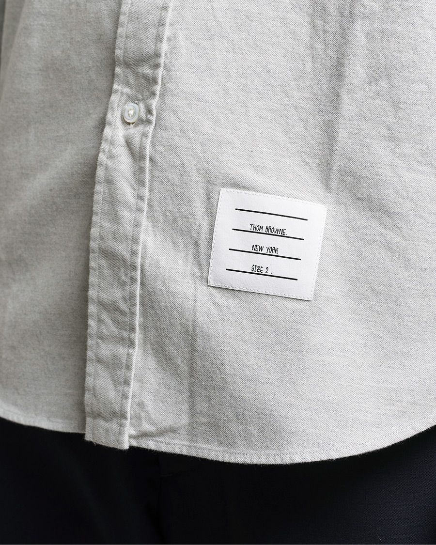 Herr | Skjortor | Thom Browne | 4 Bar Flannel Shirt Light Grey