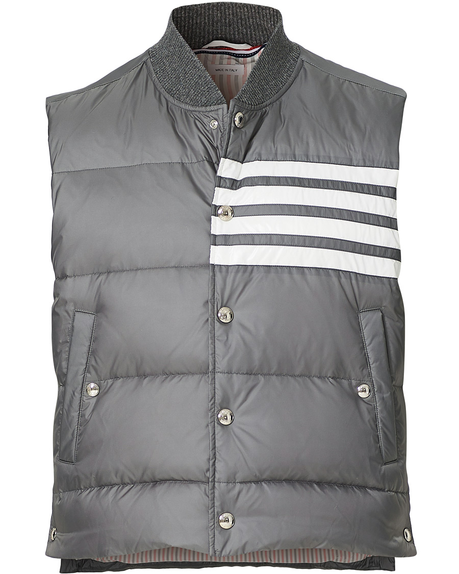 Herr | Jackor | Thom Browne | 4 Bar Snap Front Down Vest Light Grey