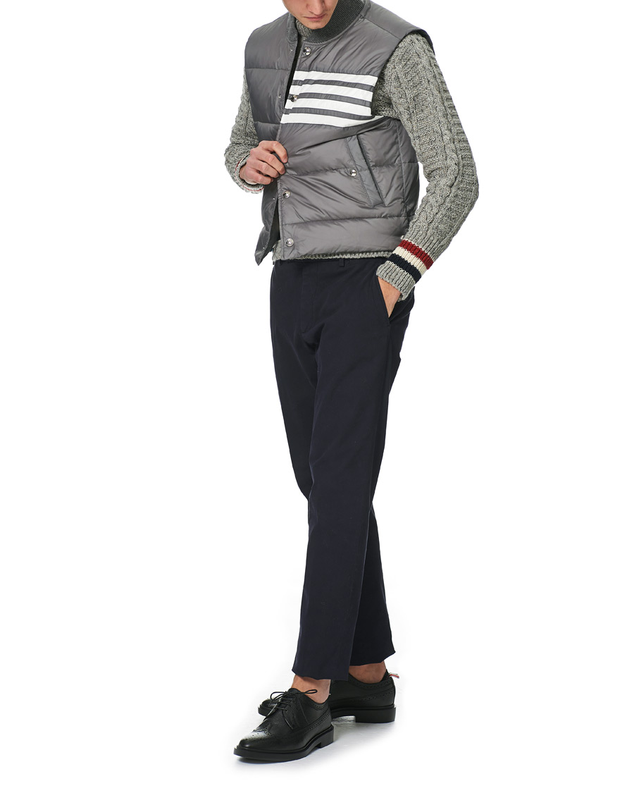 Herr | Jackor | Thom Browne | 4 Bar Snap Front Down Vest Light Grey