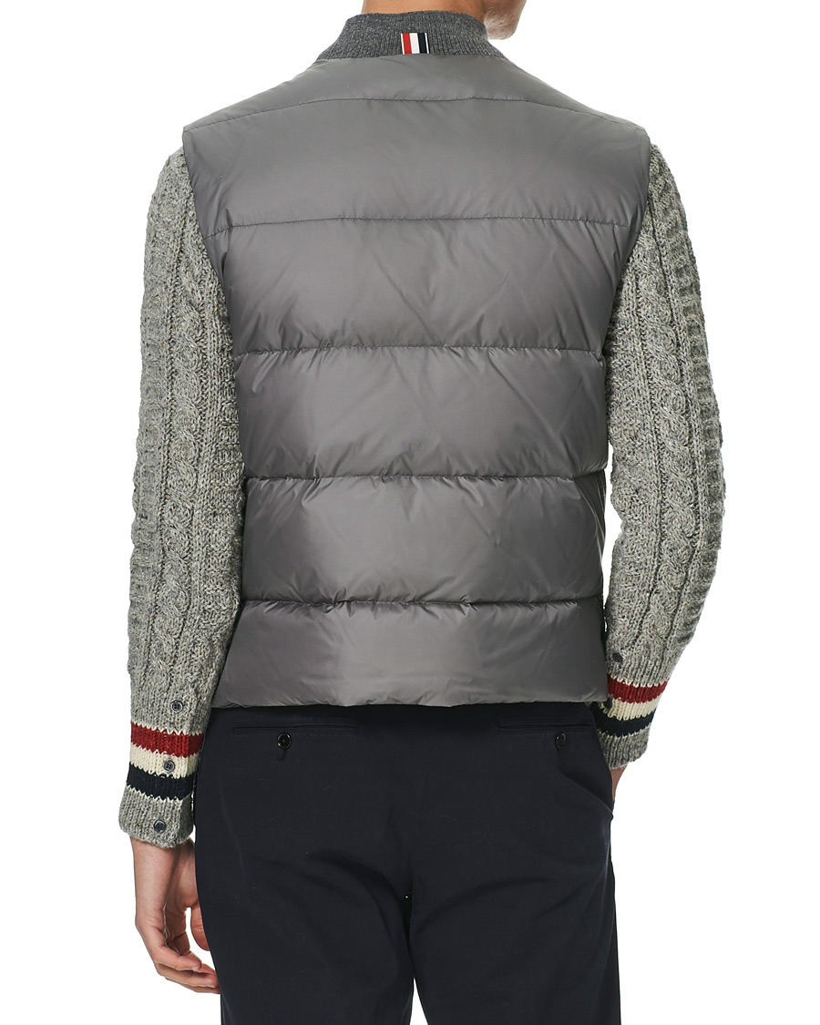 Herr | Jackor | Thom Browne | 4 Bar Snap Front Down Vest Light Grey