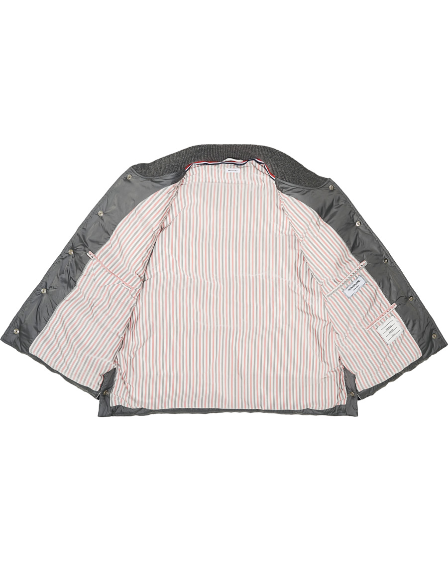 Herr | Jackor | Thom Browne | 4 Bar Snap Front Down Vest Light Grey