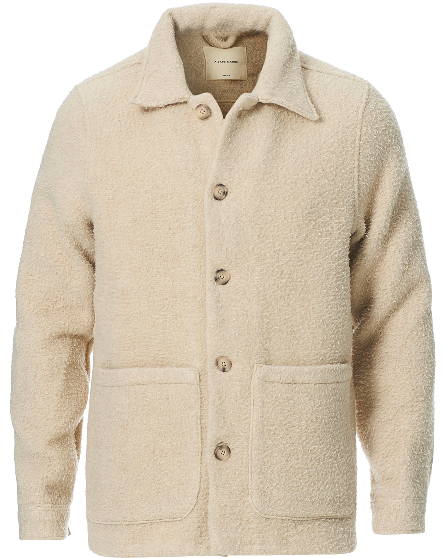 Herr | Skjortor | A Day's March | Rugged Wool Overshirt Ecru