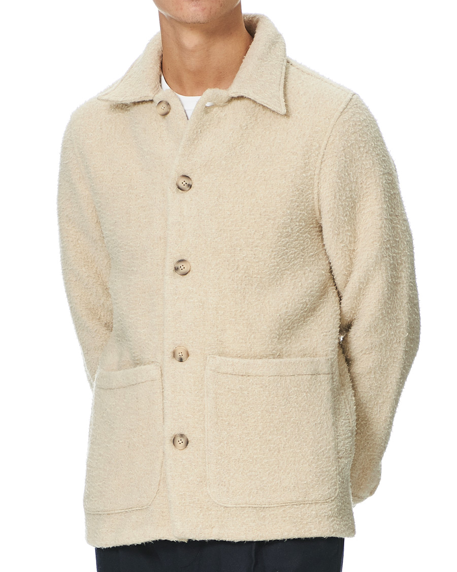 Herr | Skjortor | A Day's March | Rugged Wool Overshirt Ecru