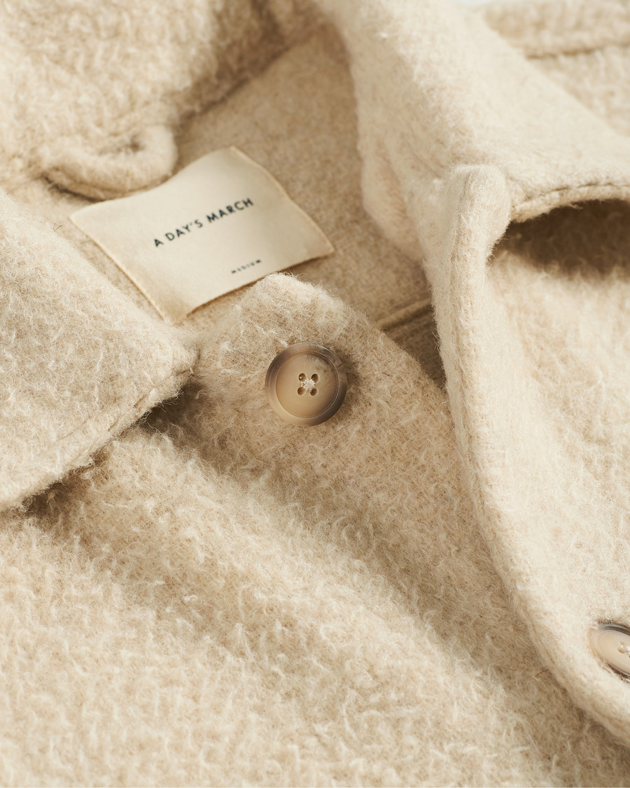 Herr | Skjortor | A Day's March | Rugged Wool Overshirt Ecru