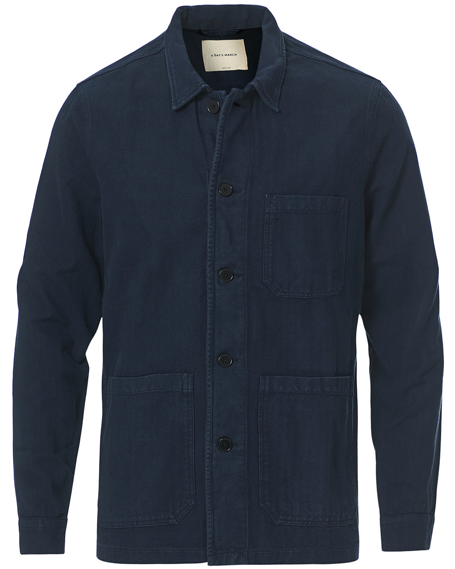 Herr | Skjortor | A Day's March | Original Herringbone Overshirt Navy