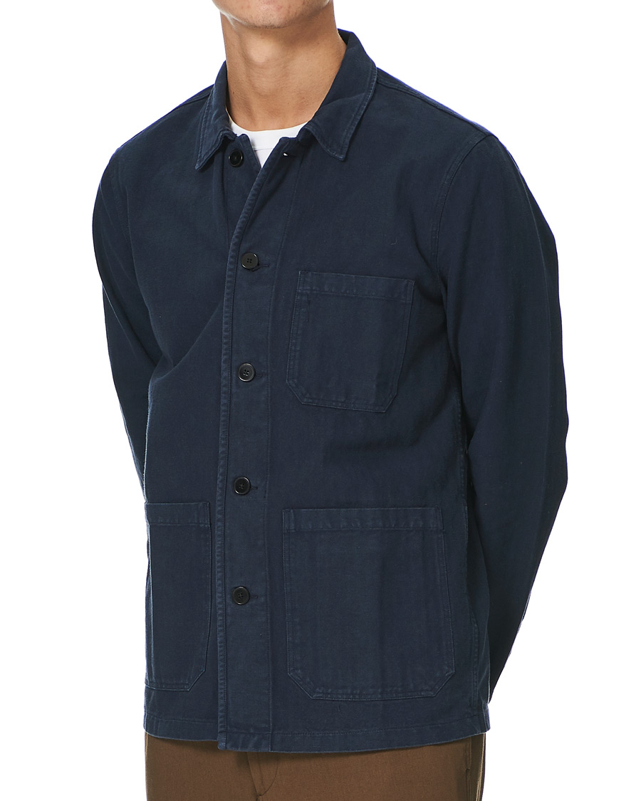 Herr | Skjortor | A Day's March | Original Herringbone Overshirt Navy