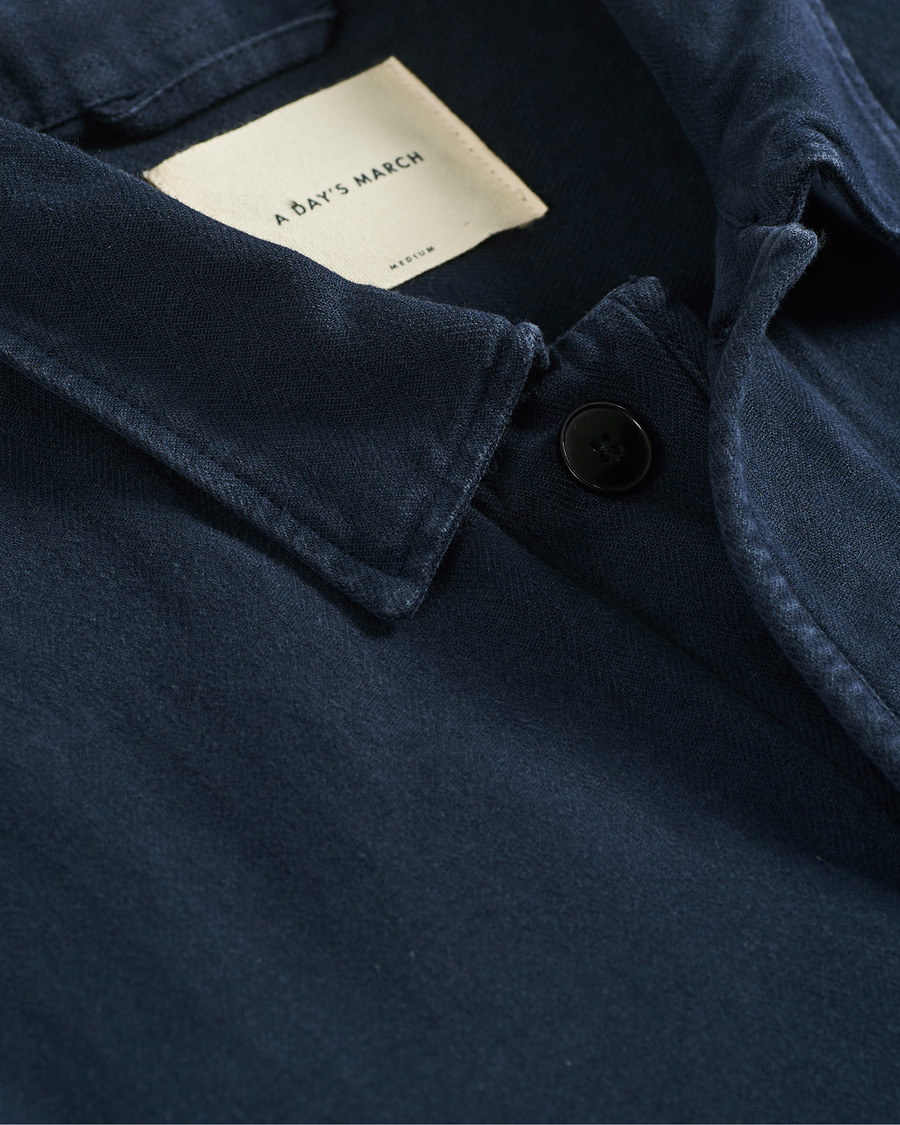 Herr | Skjortor | A Day's March | Original Herringbone Overshirt Navy