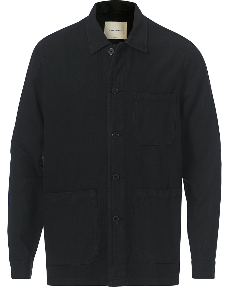 Herr | Skjortor | A Day's March | Original Herringbone Overshirt Black