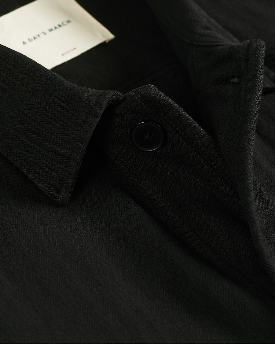 Herr | Skjortor | A Day's March | Original Herringbone Overshirt Black
