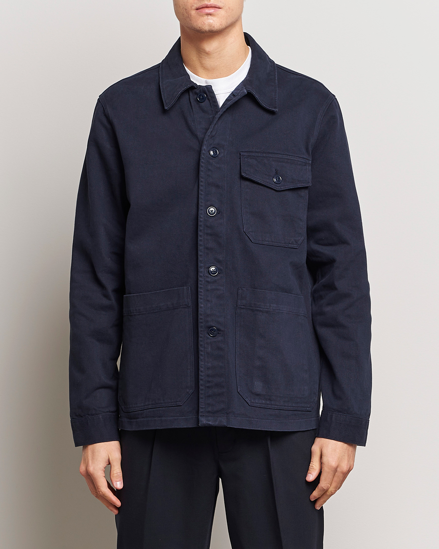 Herr | A Day's March | A Day's March | Patch Pocket Sturdy Twill Overshirt Navy