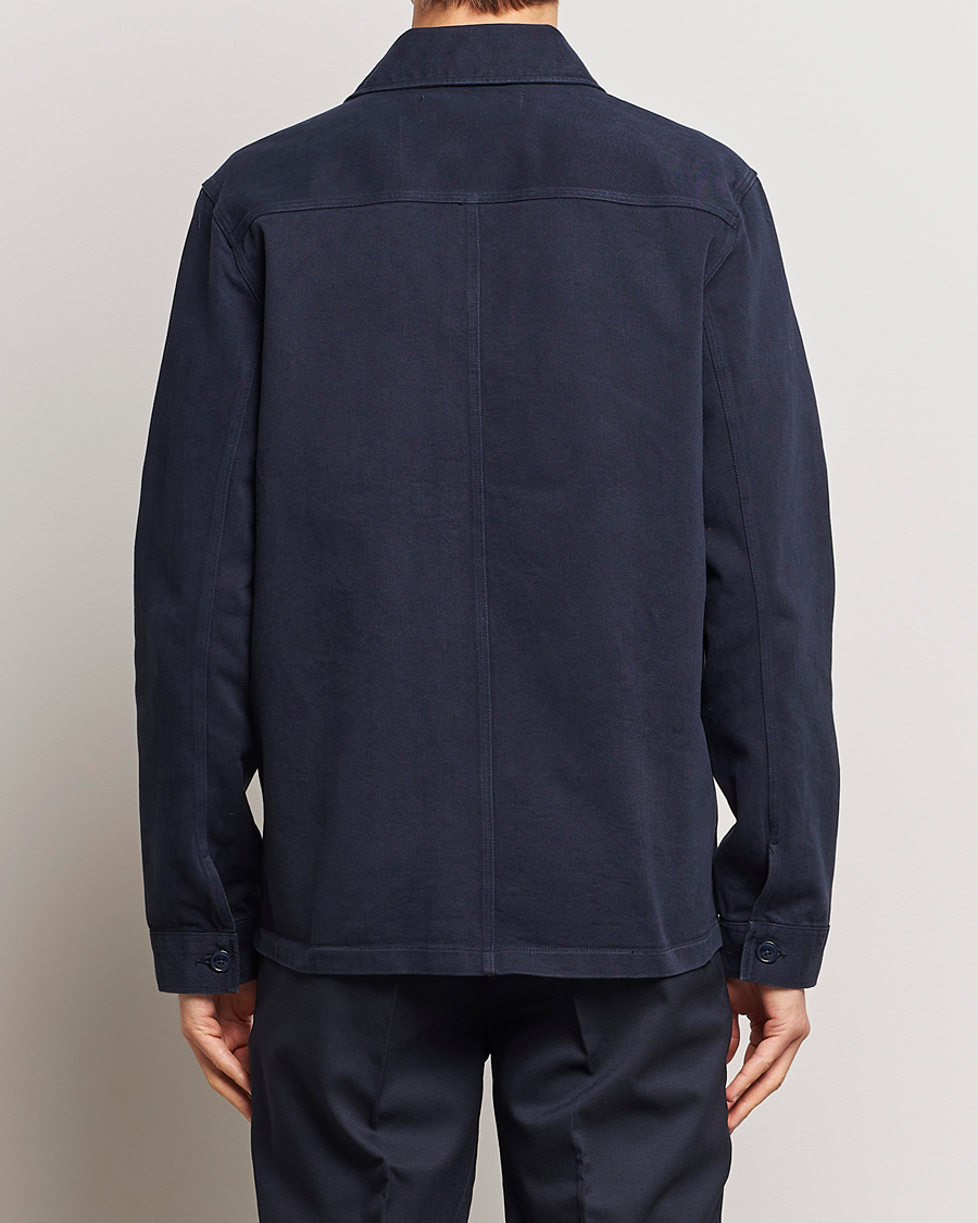 Herr | Skjortor | A Day's March | Patch Pocket Sturdy Twill Overshirt Navy