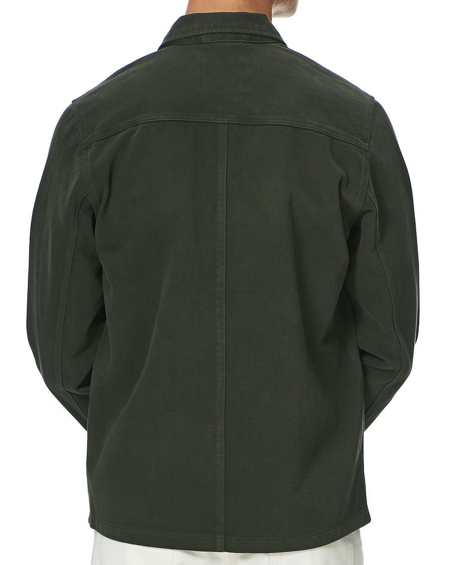 Herr | Skjortor | A Day's March | Sturdy Twill Patch Pocket Overshirt Forest