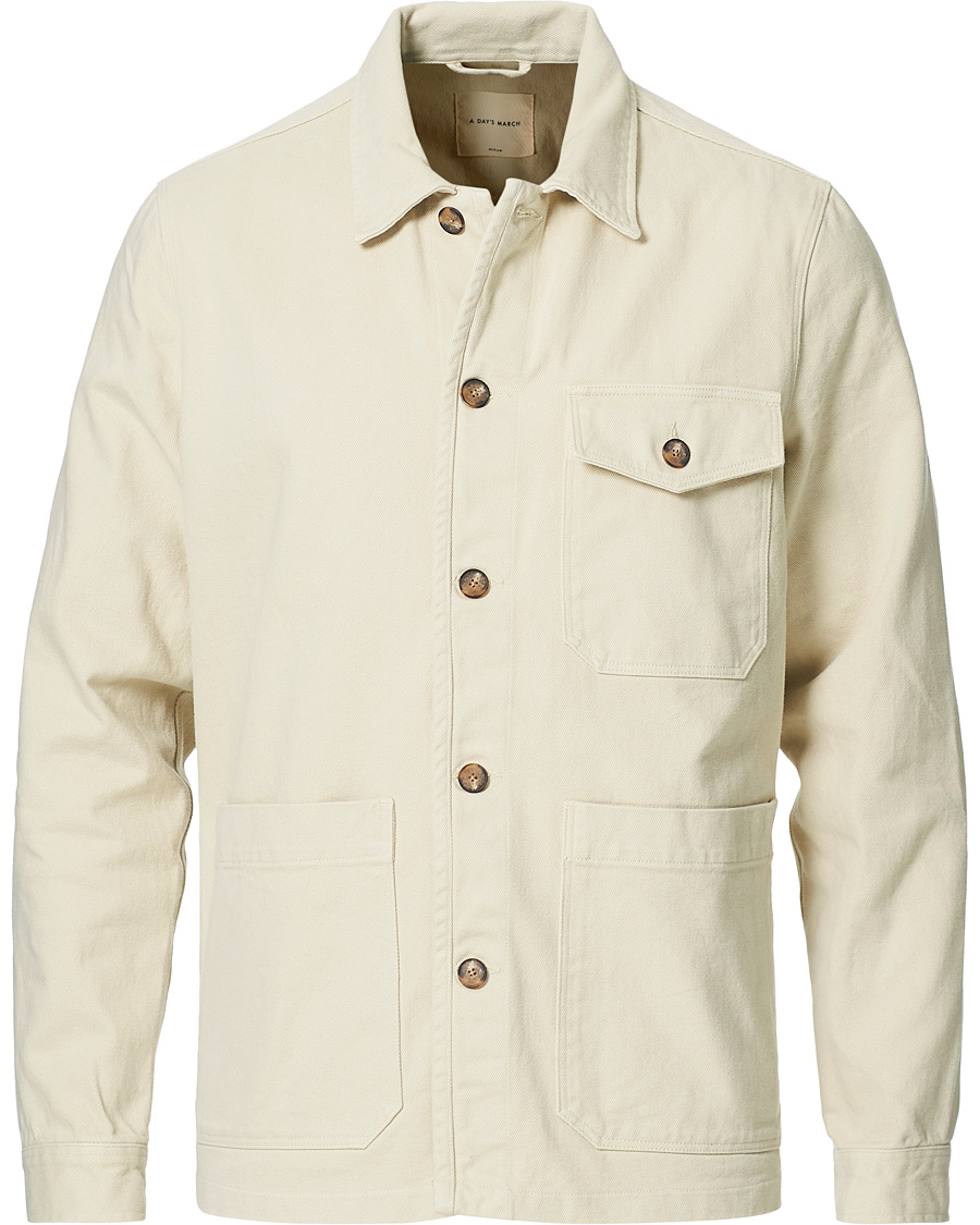 Herr | Skjortor | A Day's March | Sturdy Twill Patch Pocket Overshirt Desert