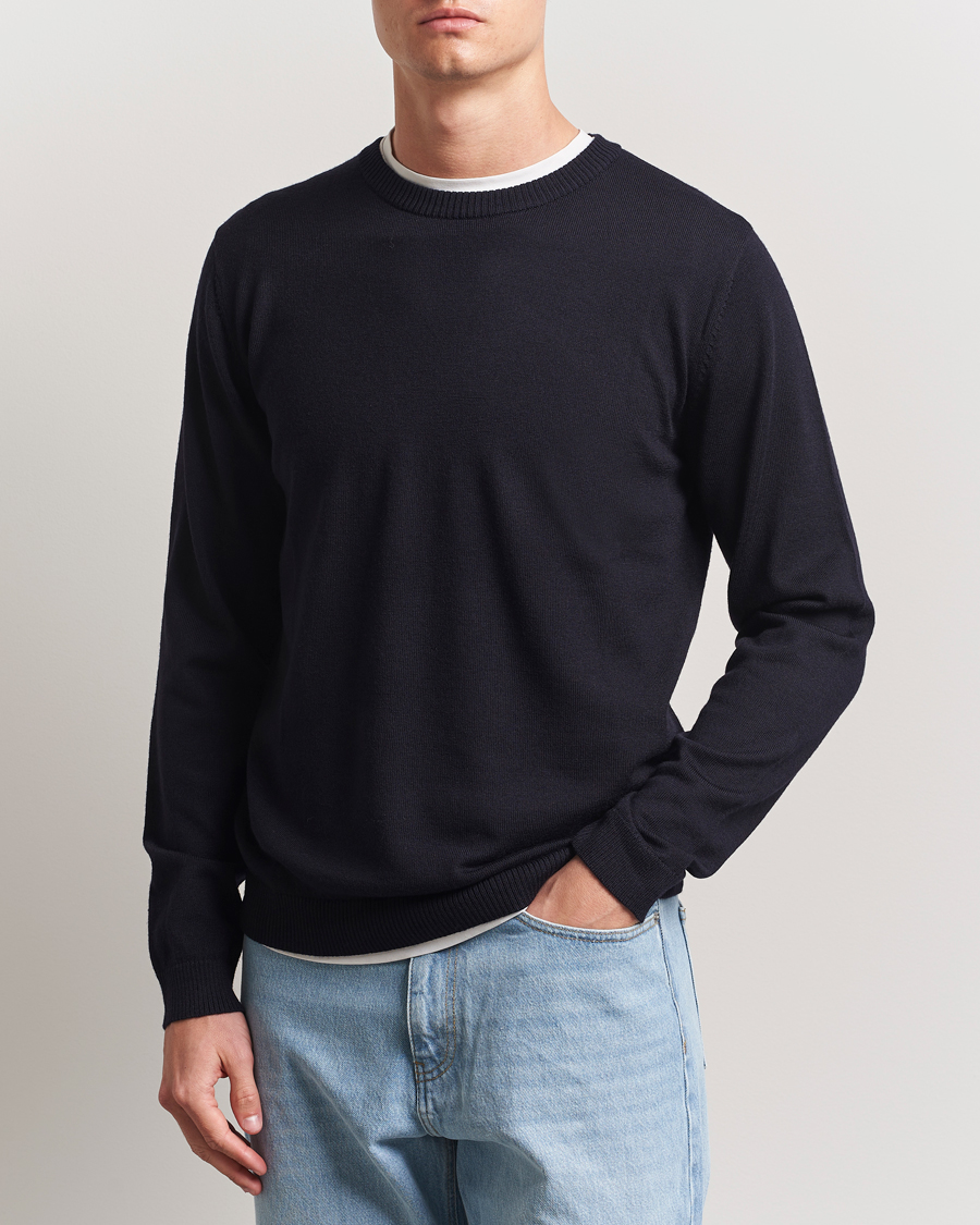 Herr | Pullover rundhals | A Day's March | Alagón Merino Crew Navy