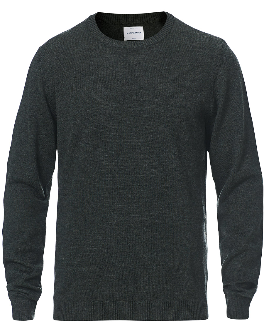Herr | Tröjor | A Day's March | Alagón Merino Crew Moss Melange