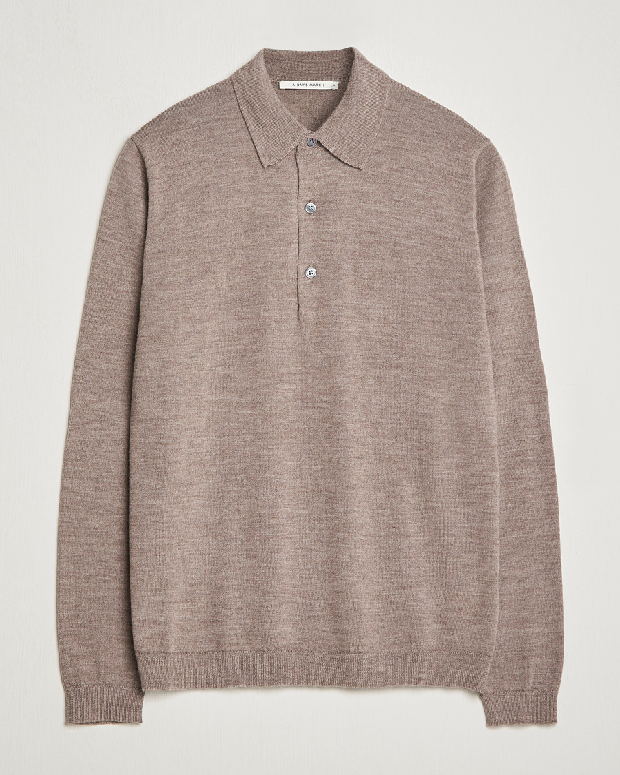 Herr | Tröjor | A Day's March | Ambroz Merino Polo Taupe