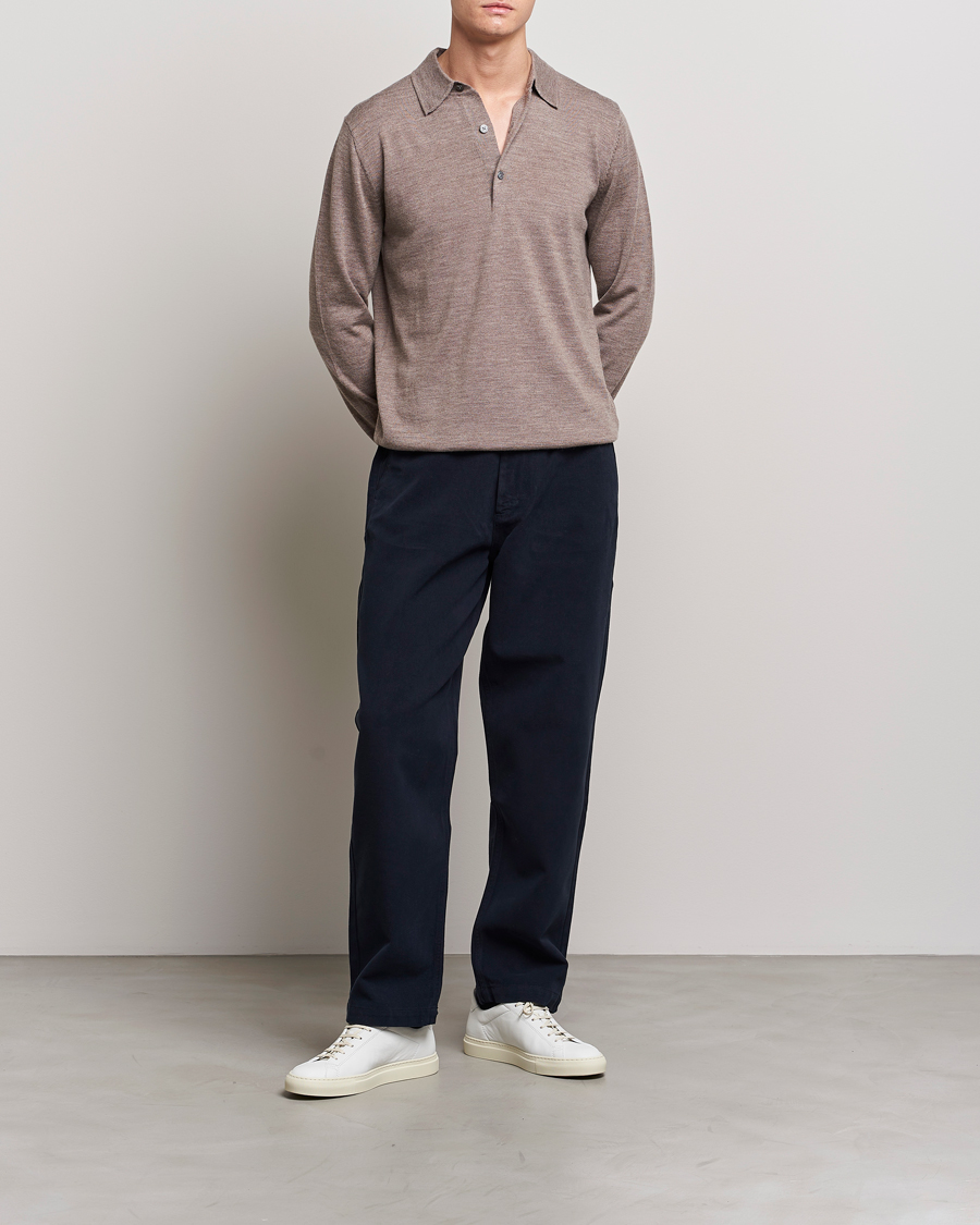 Herr | Tröjor | A Day's March | Ambroz Merino Polo Taupe