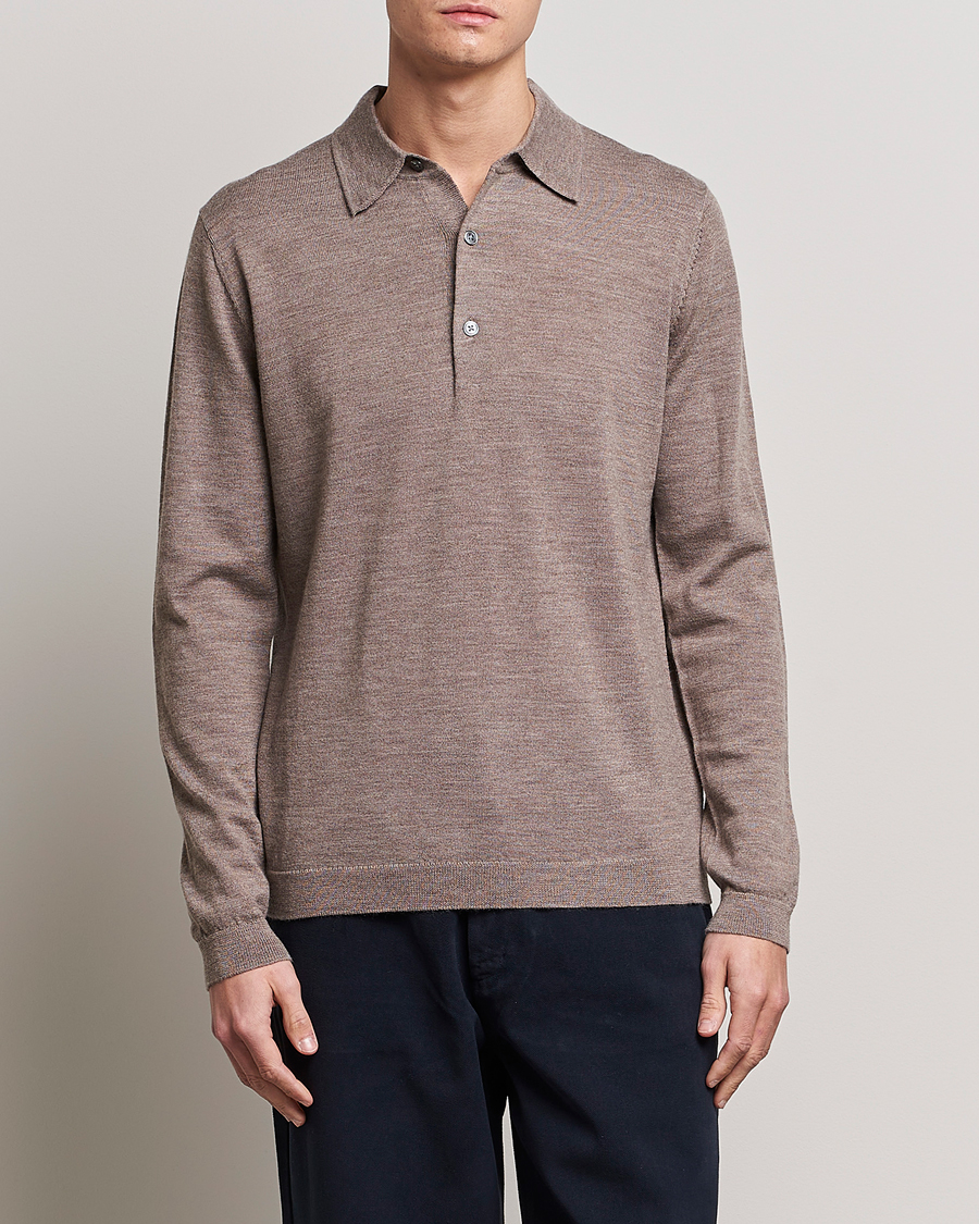 Herr | Kläder | A Day's March | Ambroz Merino Polo Taupe Melange