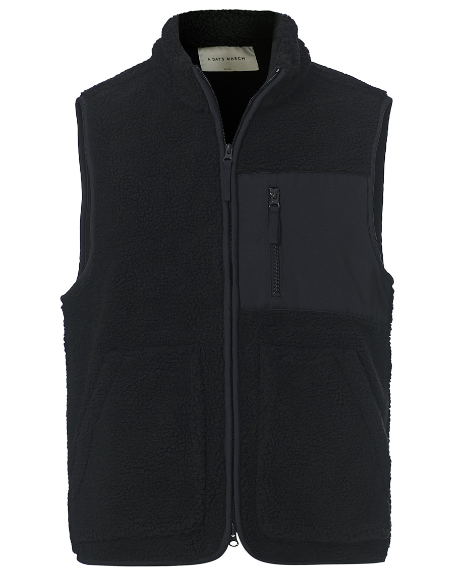 Herr | Tröjor | A Day's March | Arvån Recycled Fleece Vest Black