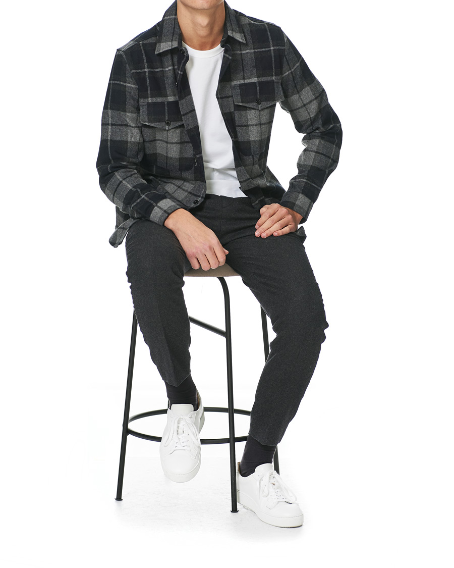 Herr | Byxor | A Day's March | Crovie Wool Trousers Grey Melange