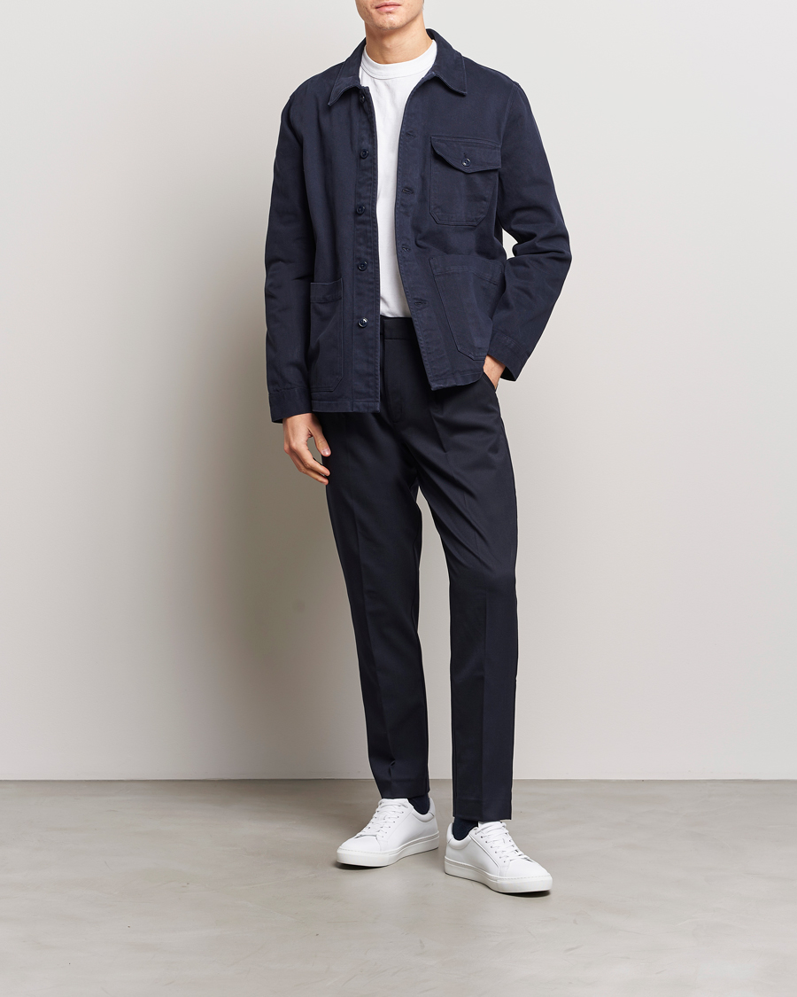 Herr | Byxor | A Day's March | Smart Trousers Wool Twill Navy