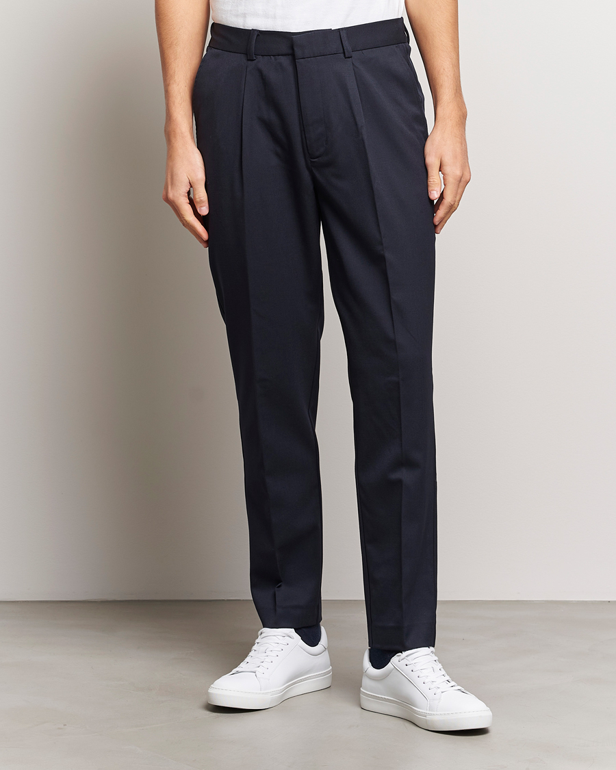 Herr | Byxor | A Day's March | Smart Trousers Wool Twill Navy