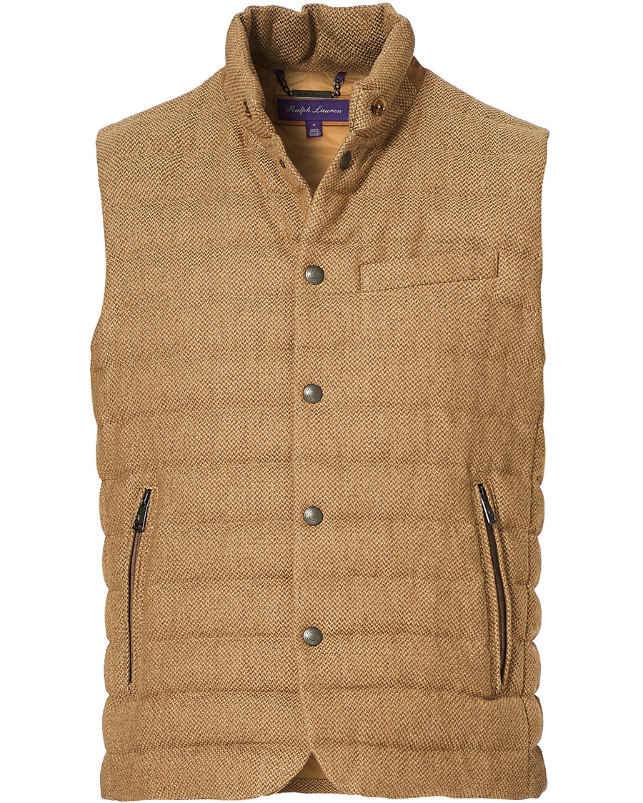 Herr | Jackor | Ralph Lauren Purple Label | Whitwell Wool Tweed Down Vest Classic Camel