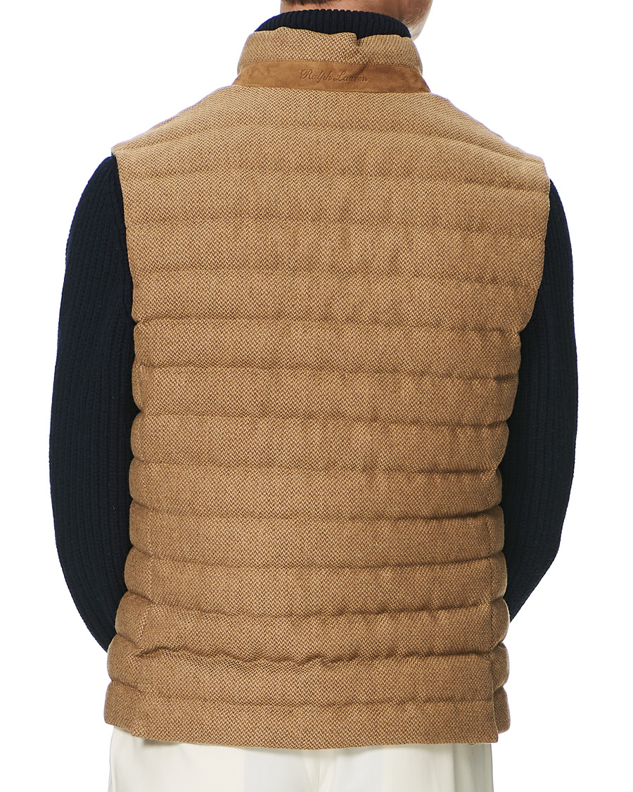 Herr | Jackor | Ralph Lauren Purple Label | Whitwell Wool Tweed Down Vest Classic Camel