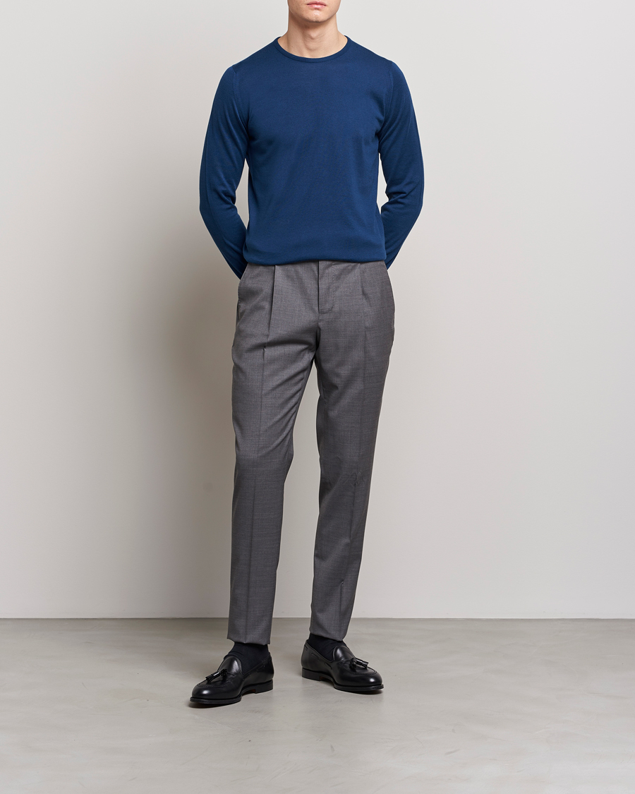 Herr | Tröjor | John Smedley | Hatfield Sea Island Crew Neck Indigo