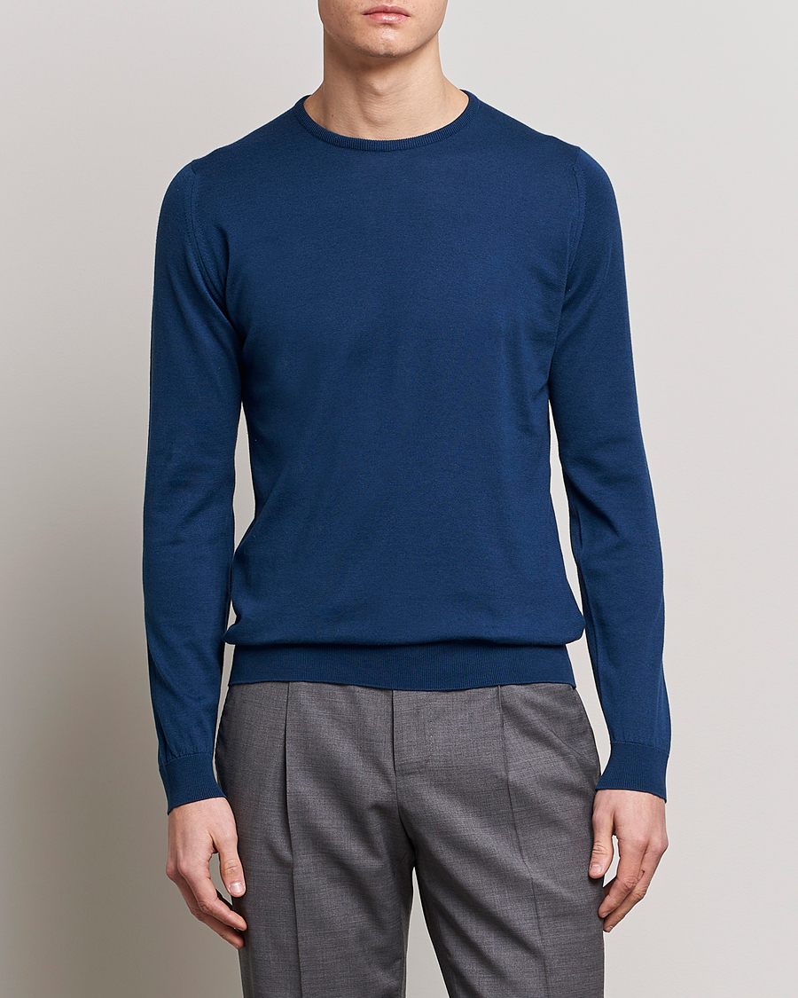 Herr | Tröjor | John Smedley | Hatfield Sea Island Crew Neck Indigo