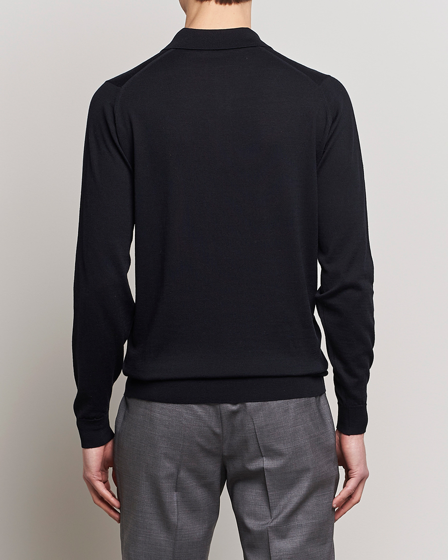 Herr | Tröjor | John Smedley | Belper Wool/Cotton Polo Pullover Navy