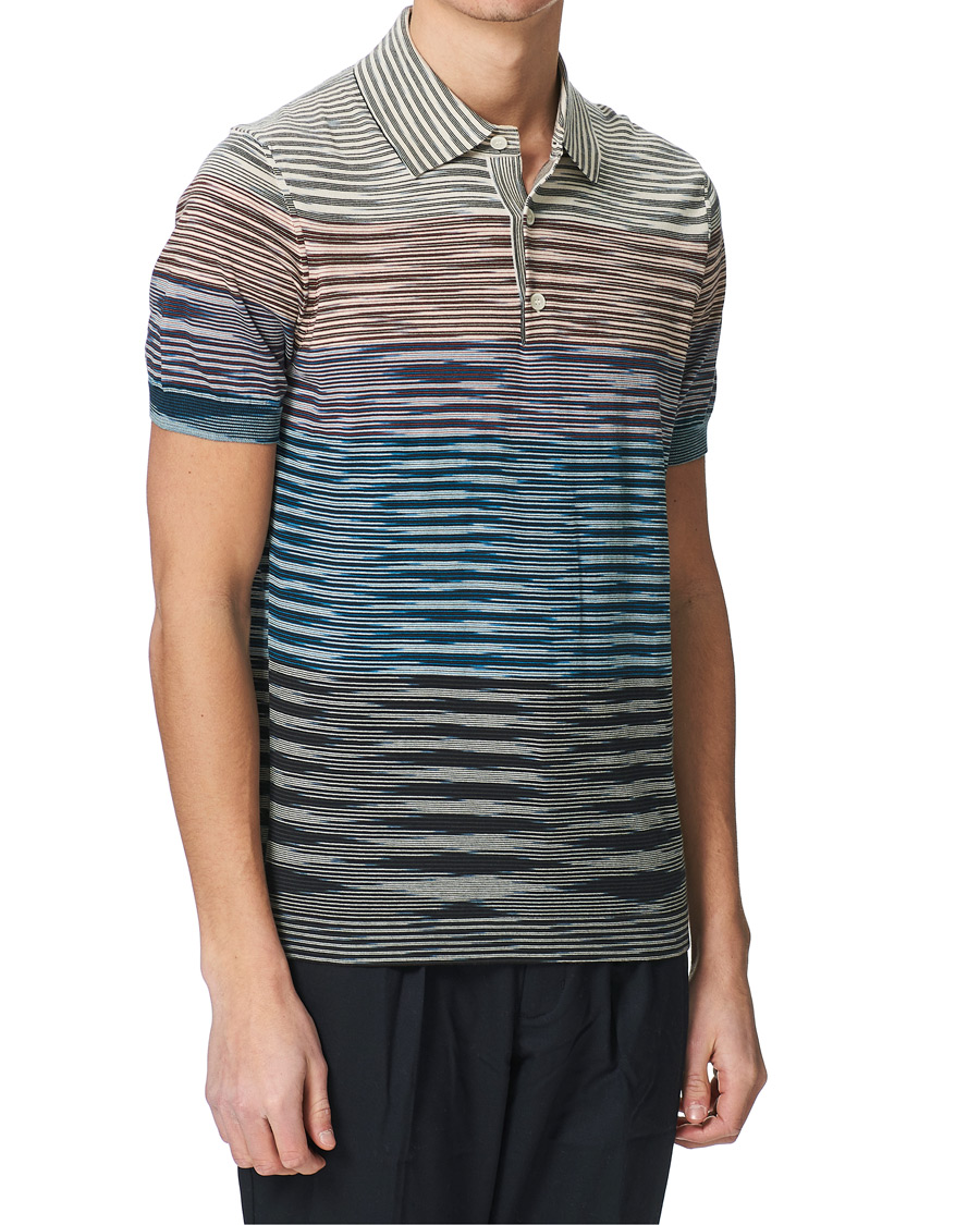 Herr | Pikéer | Missoni | Degradé Knitted Short Sleeve Polo Multicolour