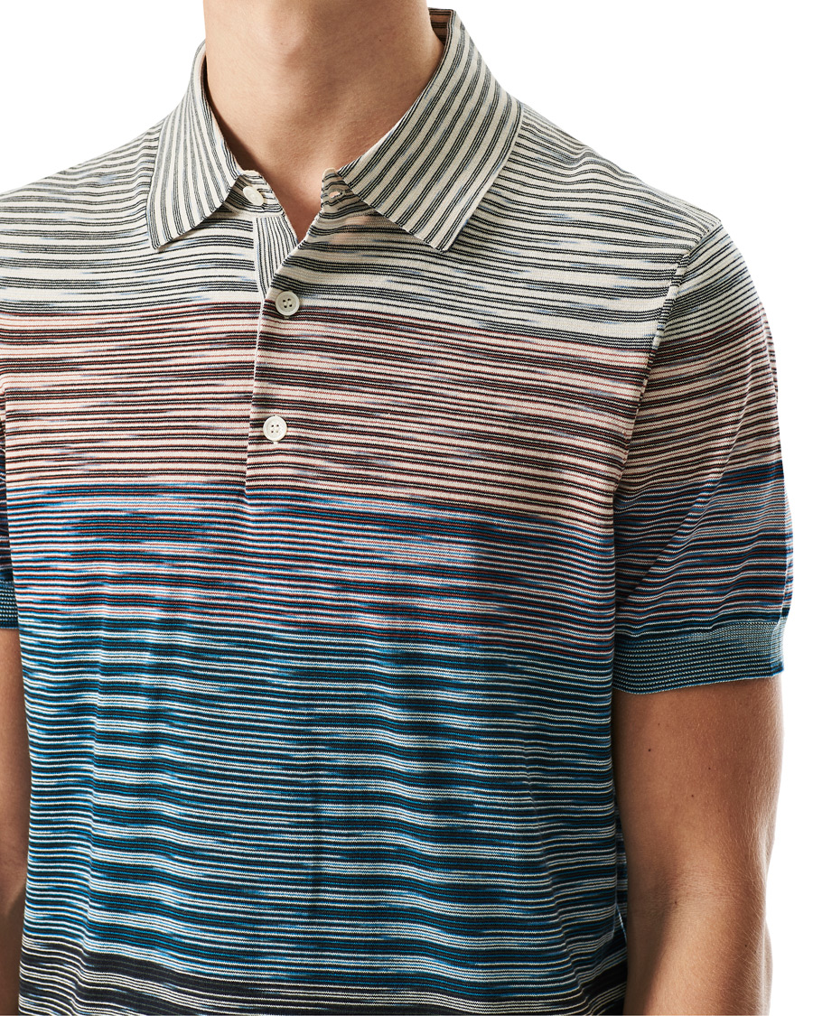 Herr | Pikéer | Missoni | Degradé Knitted Short Sleeve Polo Multicolour