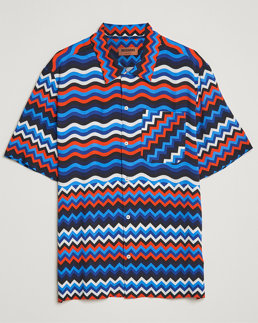 Herr | Skjortor | Missoni | Zig Zag Bowling Shirt Navy/Red