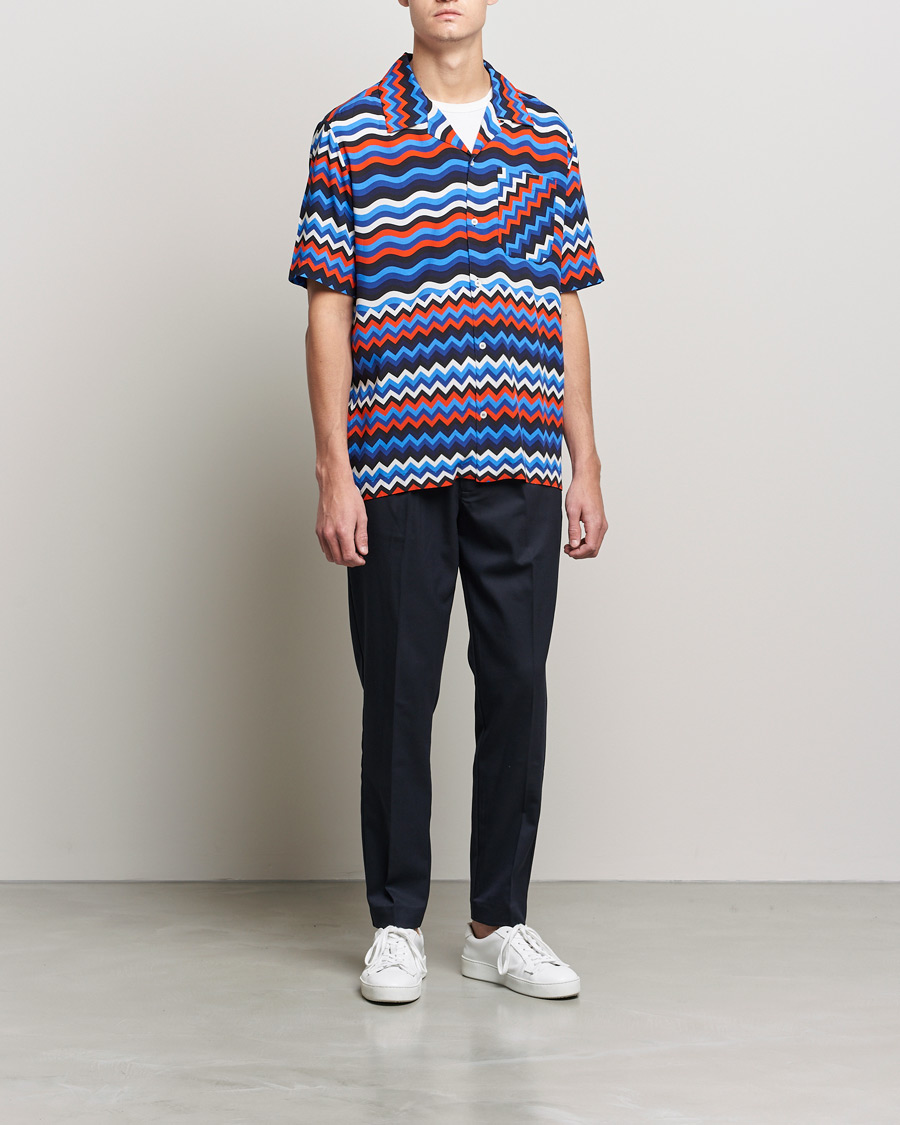 Herr | Skjortor | Missoni | Zig Zag Bowling Shirt Navy/Red